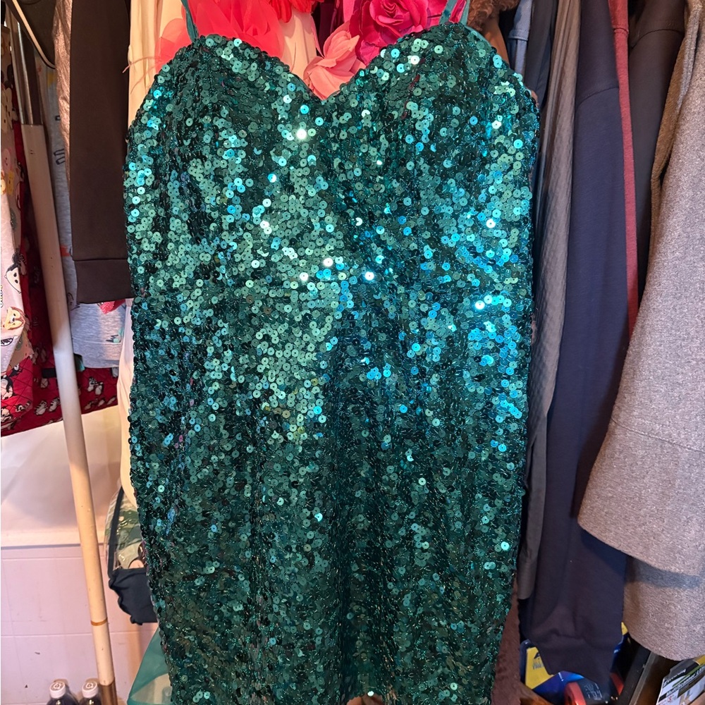 Sparkling Teal Sequin Dress